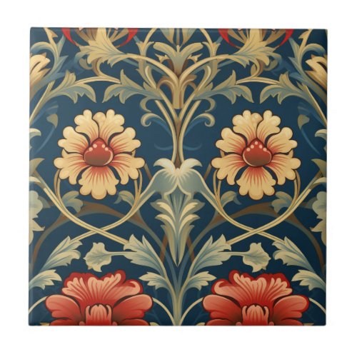 Art Nouveay Style Flowers Ceramic Tile