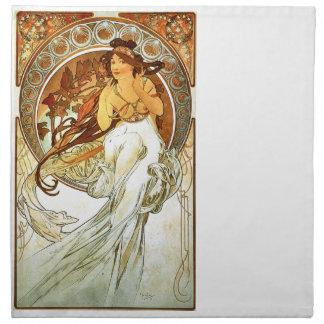 Art Nouveou Mucha series Painting Cloth Napkin