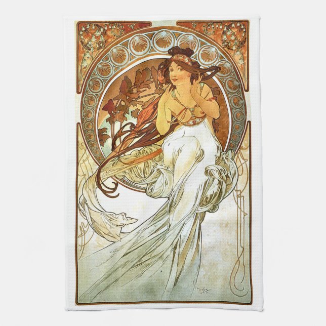 Art Nouveou Mucha series Painting Kitchen Towel (Vertical)