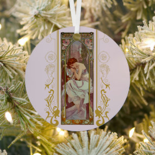 Art Noveau Alphonse Mucha Night’s Rest Metal Ornament