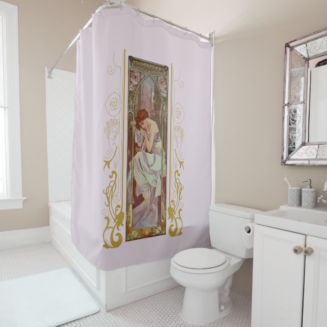 Art Noveau Alphonse Mucha Night’s Rest Shower Curtain (In Situ)