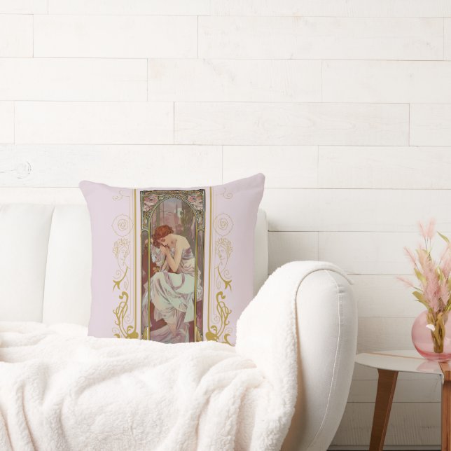 Art Noveau Alphonse Mucha Night’s Rest Throw Pillow (Couch)