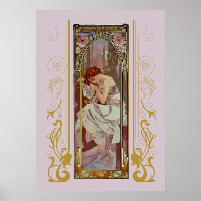  Art Noveau Night’s Rest by Alphonse Mucha  Poster (Front)