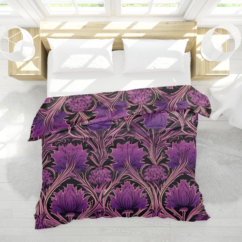 Art Noveau Scottish Thistle Floral Purple Pattern Duvet Cover