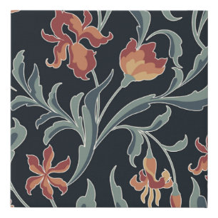 art noveau style floral seamless patternart,floral faux canvas print