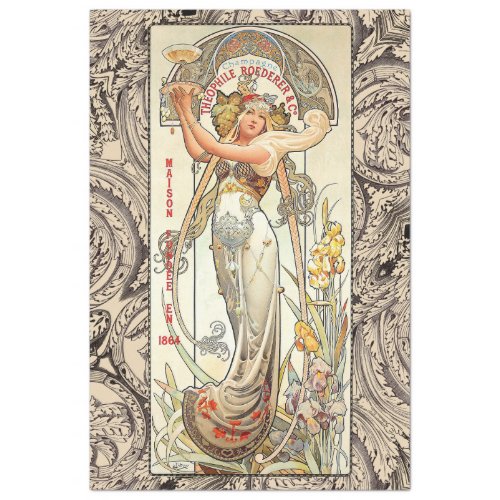 ART NOVUEAU FRENCH CHAMPAGNE LADY TISSUE PAPER