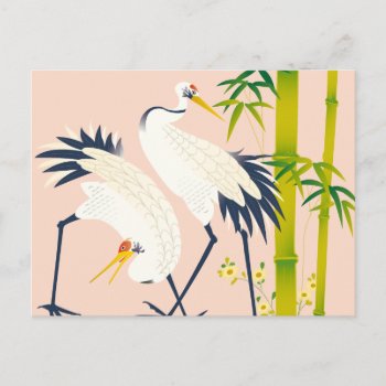 Art Of Beautiful Cranes In The Bamboo Thicket Postcard by napec2 at Zazzle