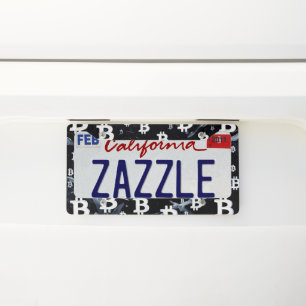 Art of Bitcoin (BW #2) oil painting License Plate Frame
