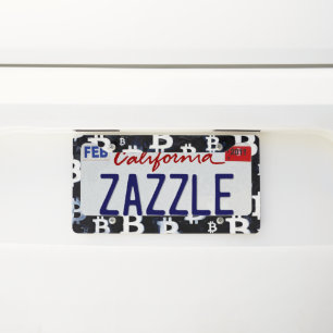 Art of Bitcoin (BW #8) oil painting License Plate Frame