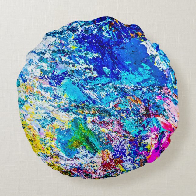 Art of color palette round pillow (Back)