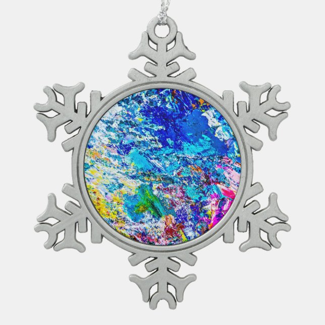 Art of color palette snowflake pewter christmas ornament (Front)