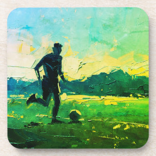 "Art of Football" (Style 4) Oil Painting Beverage Coaster