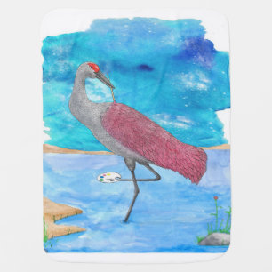 Art Of Life Series Artist Crane Funny Flamingo Baby Blanket