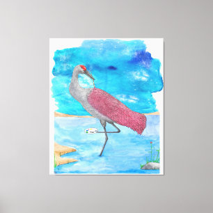 Art Of Life Series Artist Crane Funny Flamingo Canvas Print