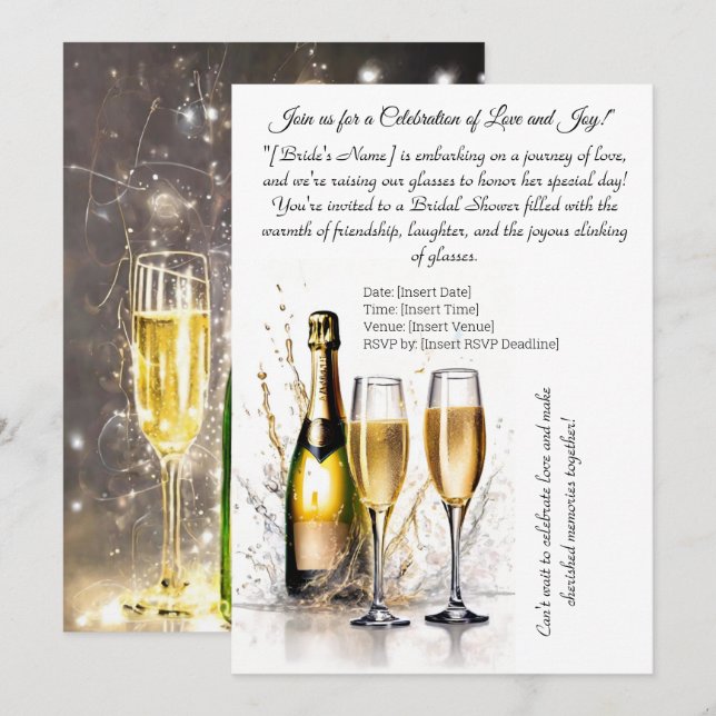 Art of Light Drawing Champagne Bridal Shower Invitation (Front/Back)