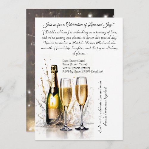 Art of Light Drawing Champagne Bridal Shower Invitation