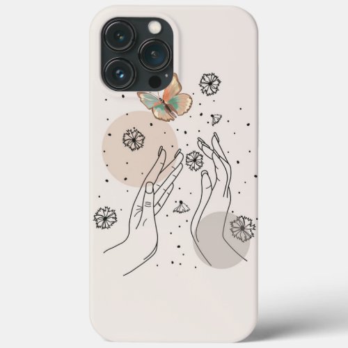 Art of lines and flowers with Butterfly iPhone 13 Pro Max Case