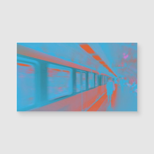 Art of Parisian woman at subway in blue orange (Front)