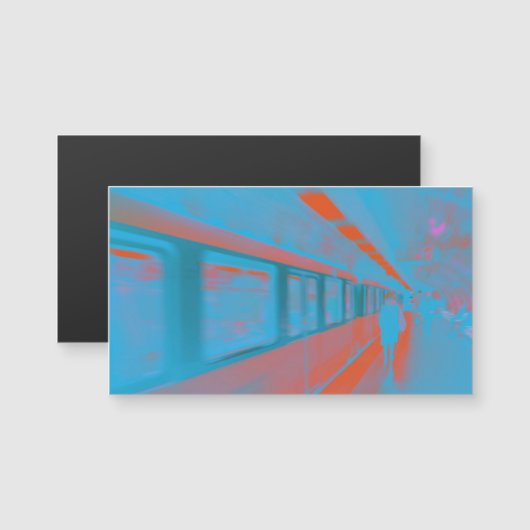 Art of Parisian woman at subway in blue orange (Front/Back)