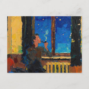 Art of Pipe: Country Night (Oil Painting No. 4) Holiday Postcard