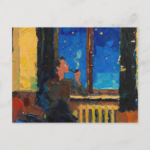 Art of Pipe: Country Night (Oil Painting No. 4) Postcard
