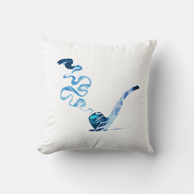 Art of Pipe Smoking (Cool: White) Throw Pillow (Front)