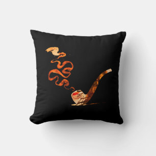 Art of Pipe Smoking (Warm: Black + White) Throw Pillow