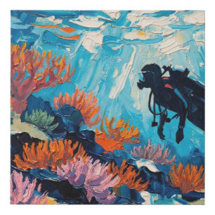 Art of Scuba Diving (#2) oil painting Faux Canvas Print