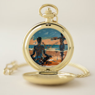 Art of Yoga (#3) oil painting Pocket Watch