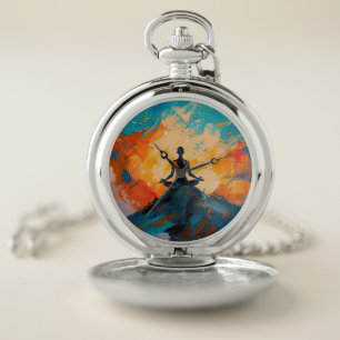 Art of Yoga (#4) oil painting Pocket Watch