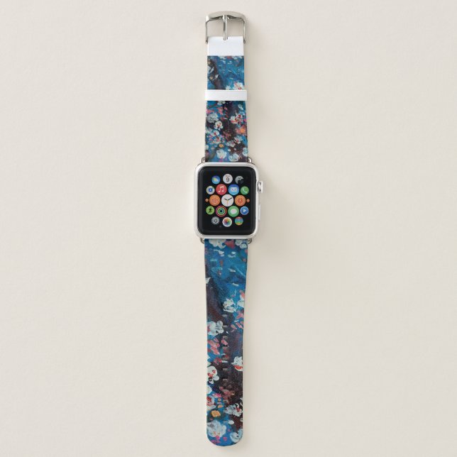 Art oil painting, cherry blossom flower, abstract, apple watch band (Front)