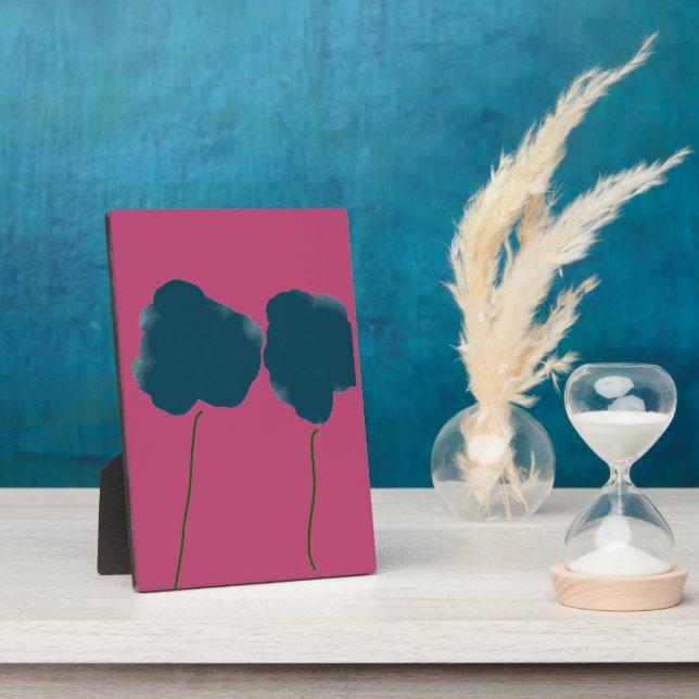 Art on Trees with red background Plaque (Side)