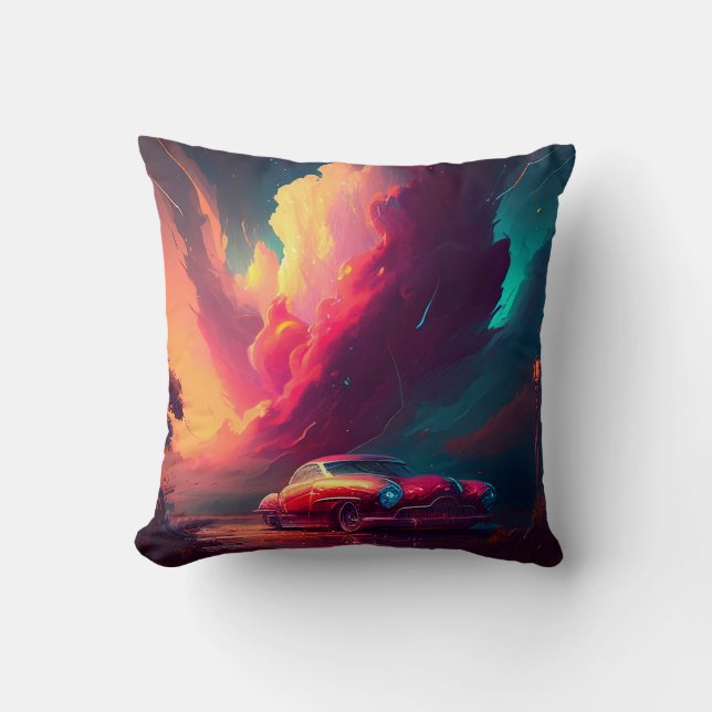 Art on Wheels Digital Car Portrait  Throw Pillow (Front)