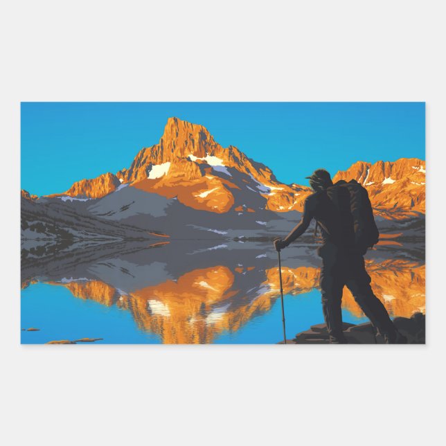 Art - Overlooking Banner Peak - John Muir Trail Rectangular Sticker (Front)