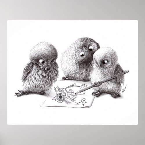 Art Owls Poster