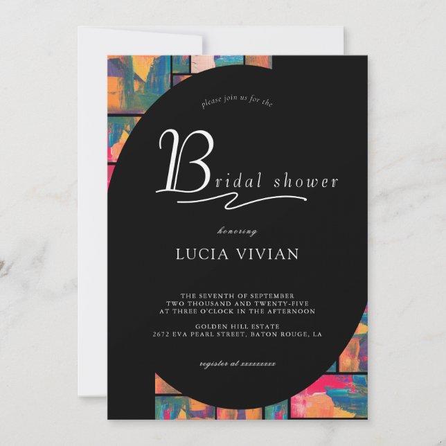 Art Paint Colorful Modern Abstract Bridal Shower Invitation (Front)