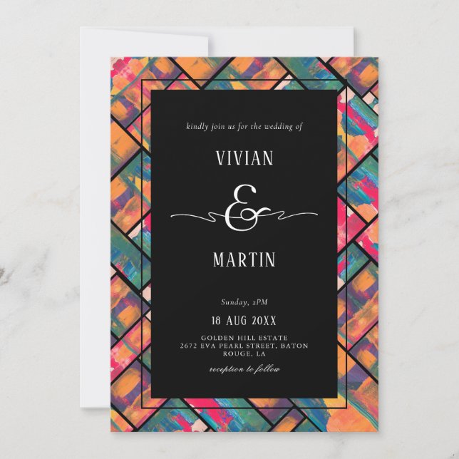 Art Paint Colorful Modern Abstract Wedding Invitation (Front)