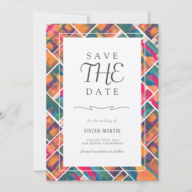 Art Paint Colorful Modern Save The Date Invitation (Front)