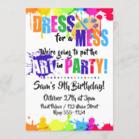 Art / Paint / Craft Birthday Party Invitations