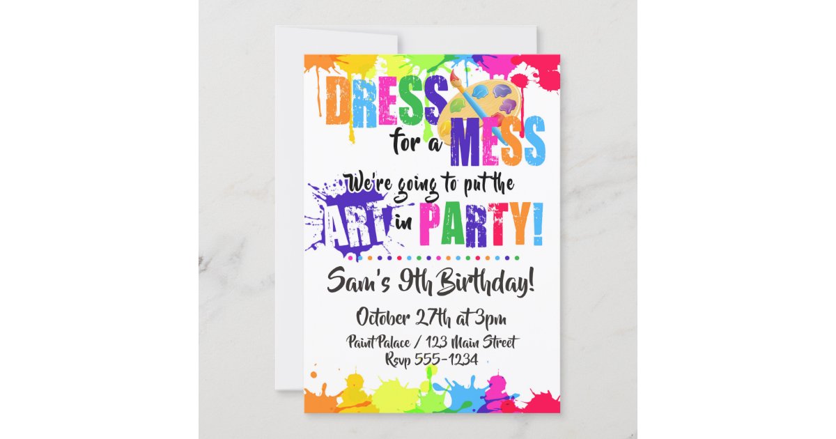 Art / Paint / Craft Birthday Party Invitations | Zazzle