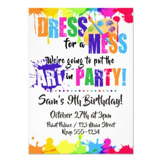 Art / Paint / Craft Birthday Party Invitations