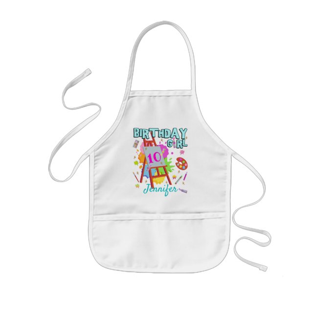 Art Paint Painting Splatter Birthday Girl Matching Kids' Apron (Front)
