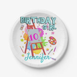 Art Paint Painting Splatter Birthday Girl Matching Paper Plates