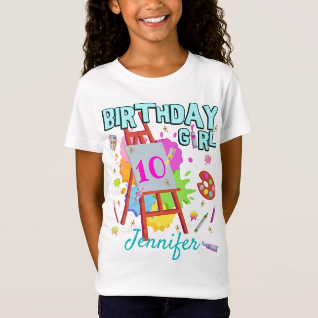 Art Paint Painting Splatter Birthday Girl Matching T-Shirt (Front)