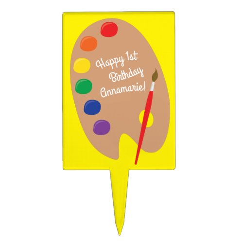 Art Paint Palette Cute 1st Birthday Party Cake Topper
