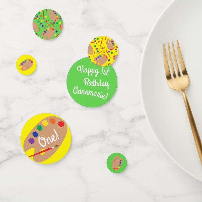 Art Paint Palette Cute 1st Birthday Party Confetti (Group)