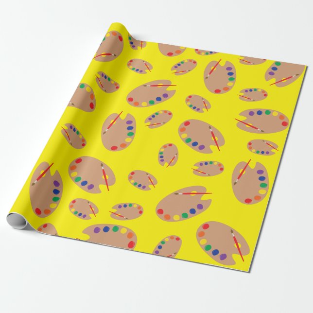 Art Paint Palette Cute 1st Birthday Party Wrapping Paper (Unrolled)
