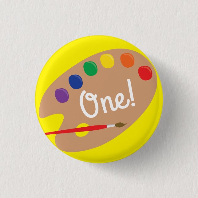 Art Paint Palette Cute Kid's Birthday Party Button (Front)