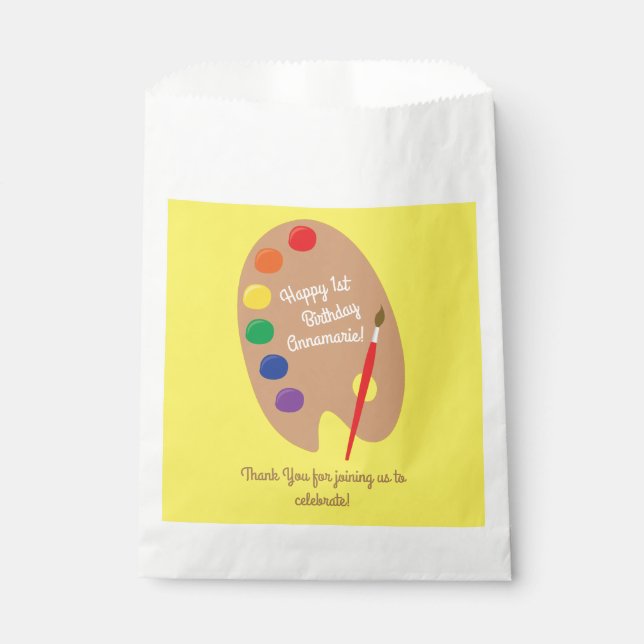 Art Paint Palette Cute Kid's Birthday Party Favor Bag (Front)
