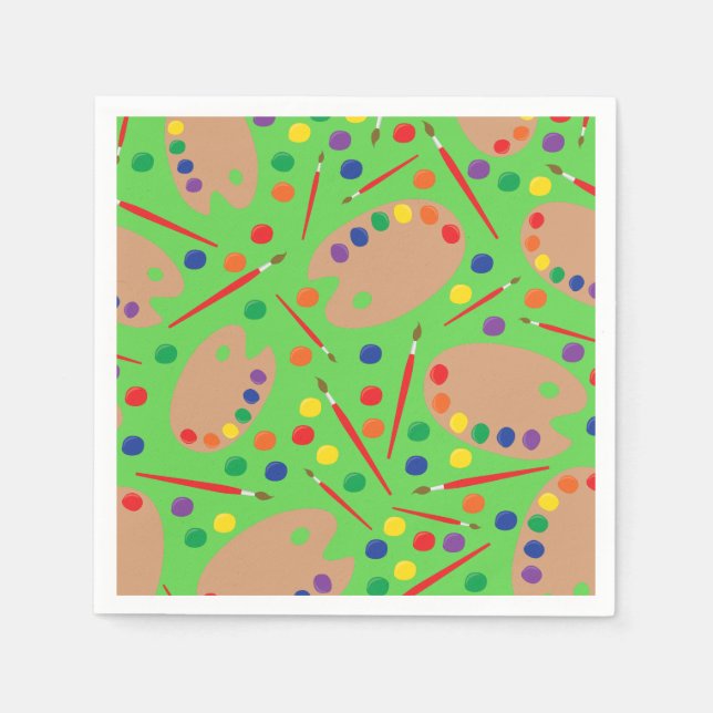 Art Paint Palette Cute Kid's Birthday Party Napkins (Front)